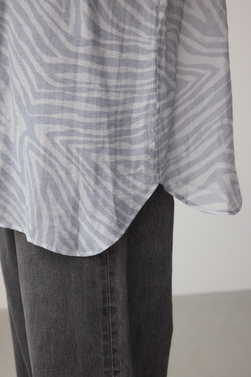 バックスリット総柄シアーシャツ 柄GRY FREE