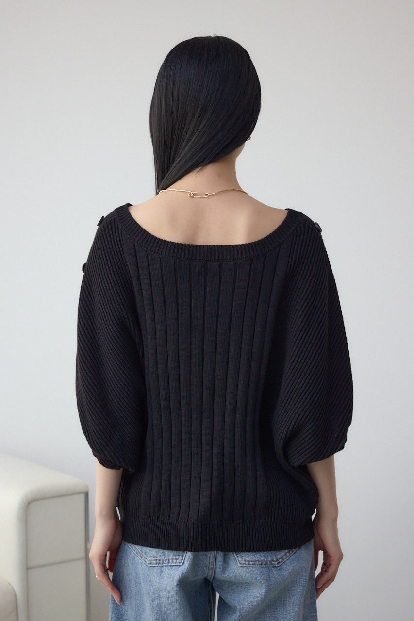 2WAYショルダーボタンニット BLK FREE