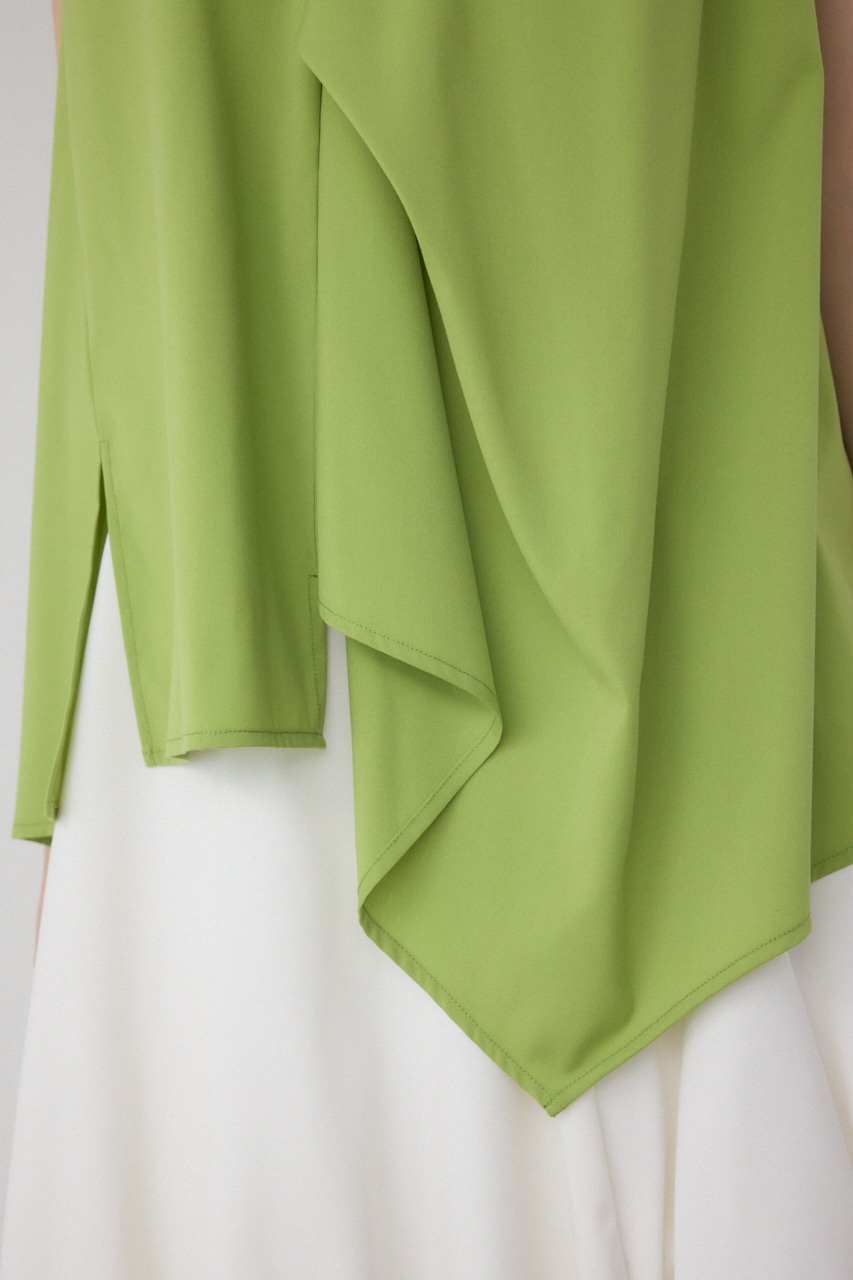 【PLUS】ランダムドレープブラウス LIME FREE