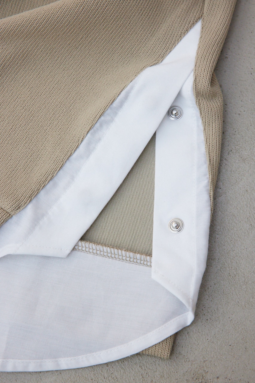 シャツレイヤードスリットニットソー BEG M