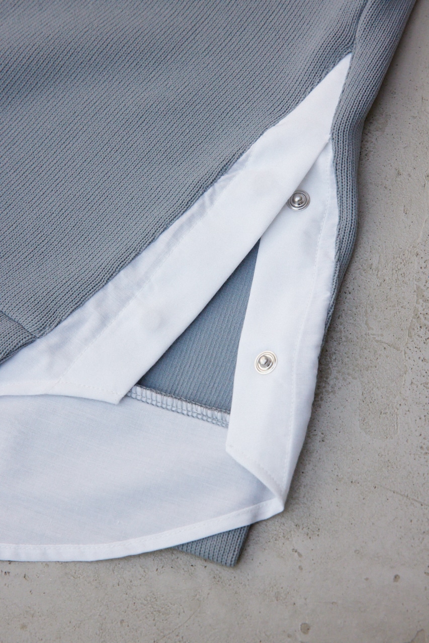 シャツレイヤードスリットニットソー GRY M