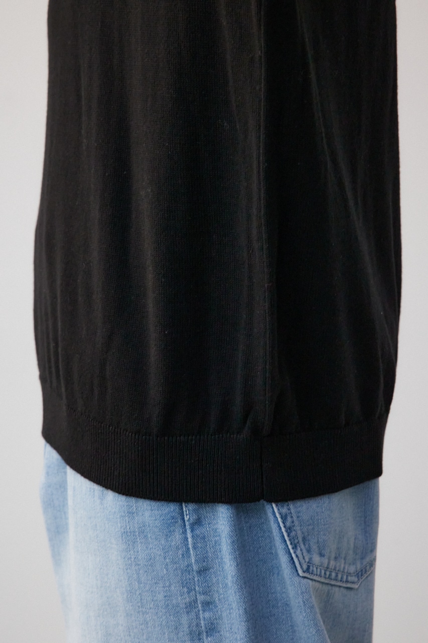 3D刺繍半袖ニットトップス BLK FREE