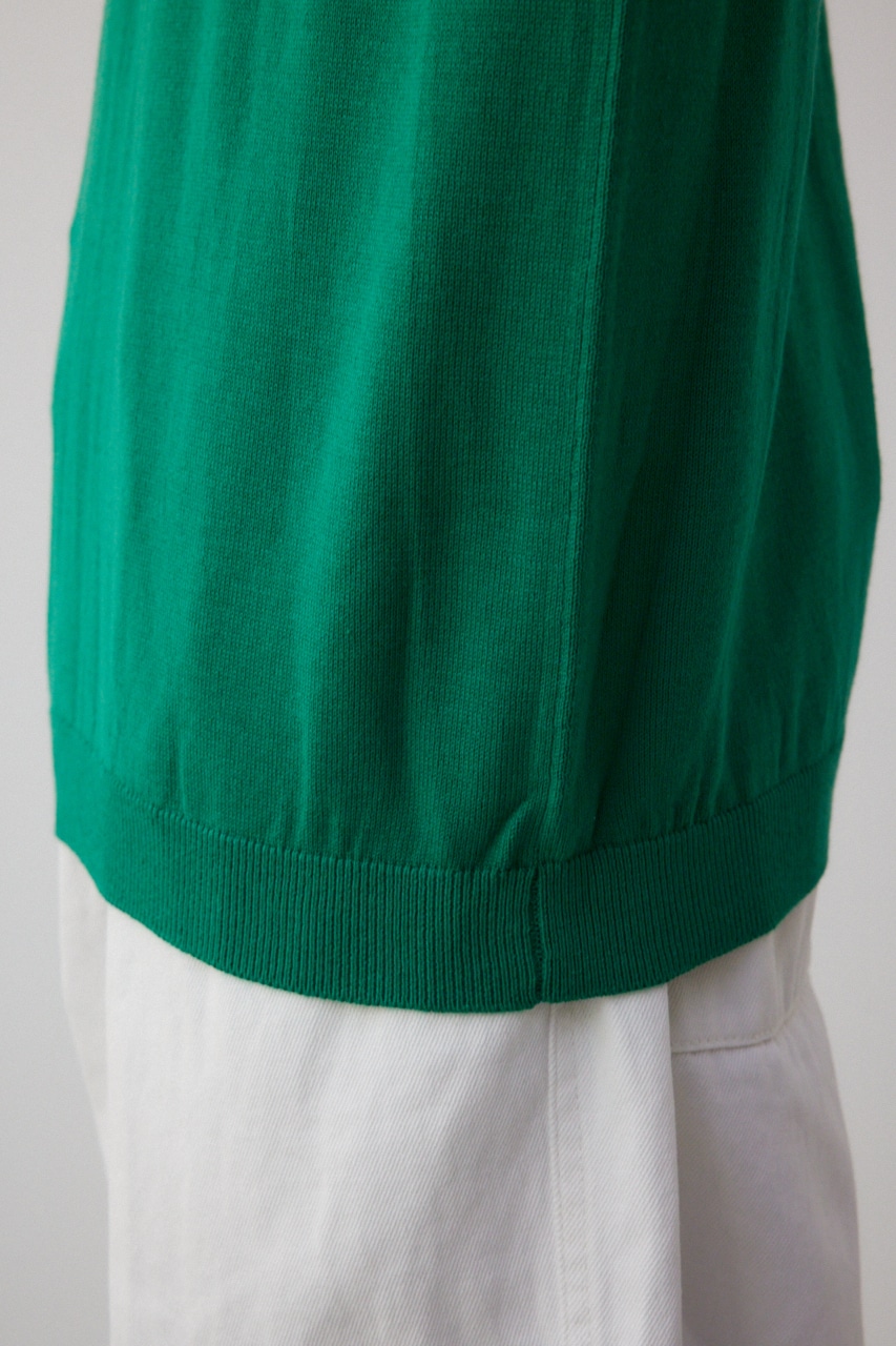 3D刺繍半袖ニットトップス GRN FREE