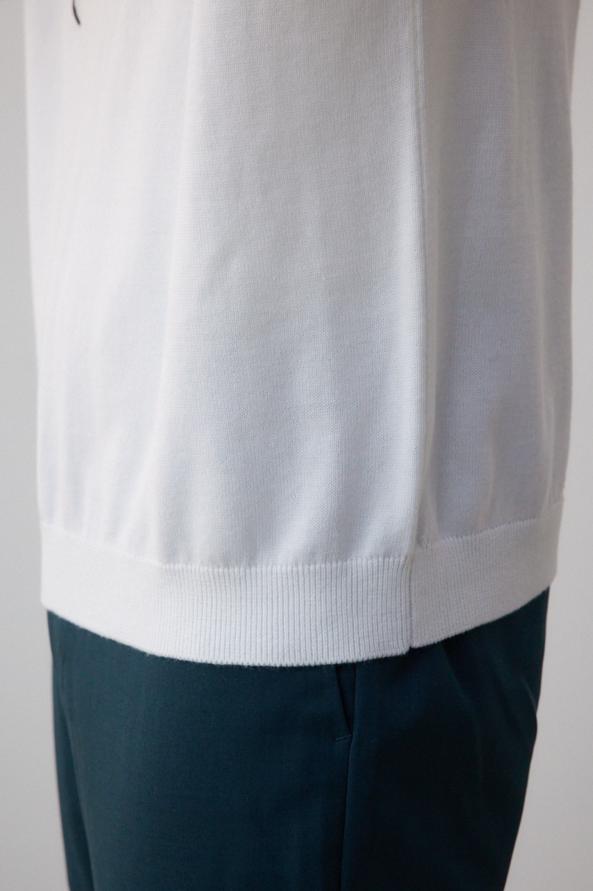 3D刺繍半袖ニットトップス WHT FREE