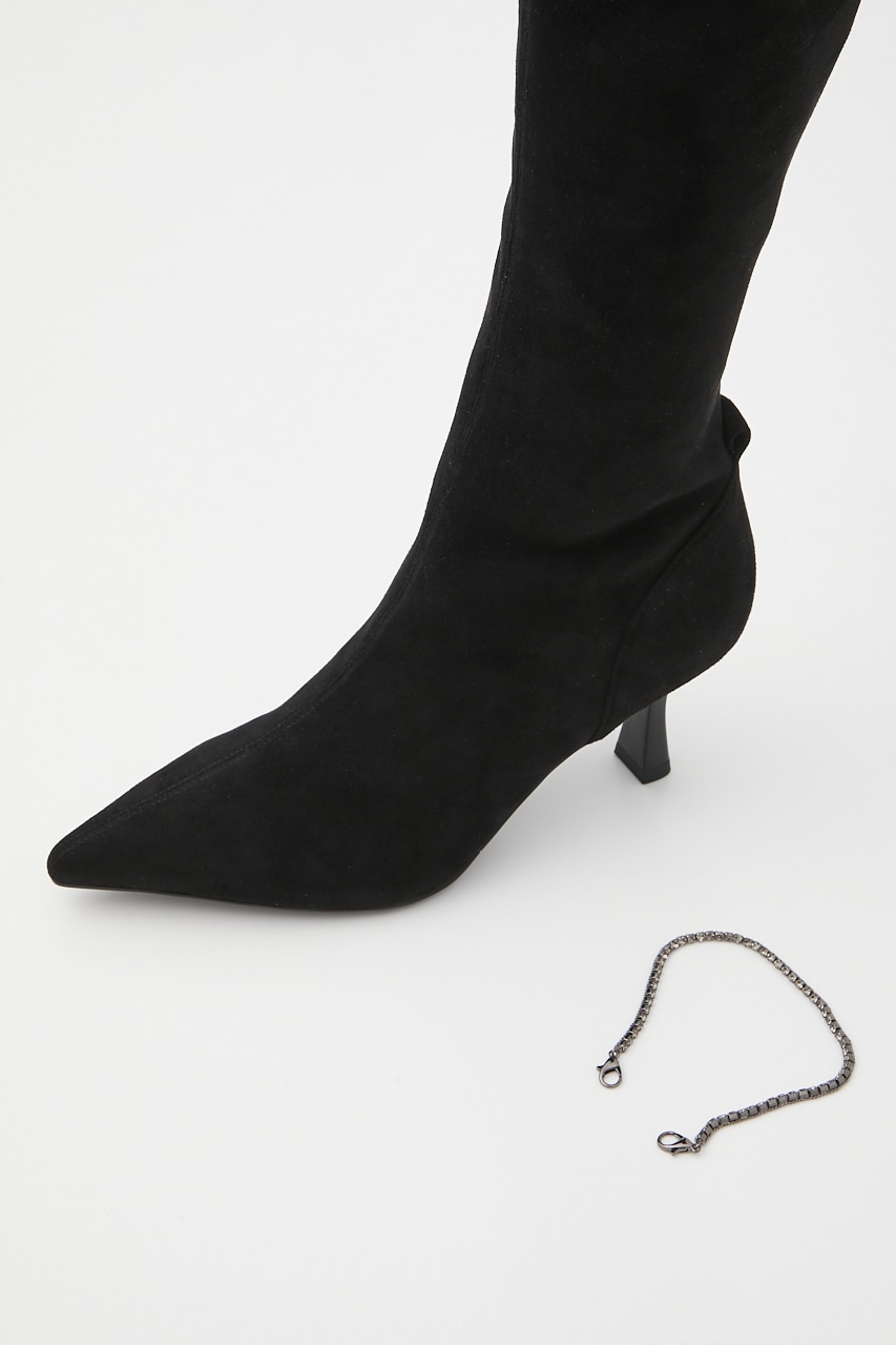 ラリアピンヒールニーハイブーツ BLK 23.0cm