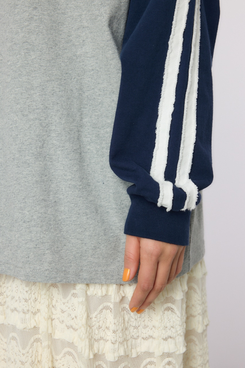 【UNISEX】ラインHOUSTON ロングスリーブTシャツ 柄GRY FREE