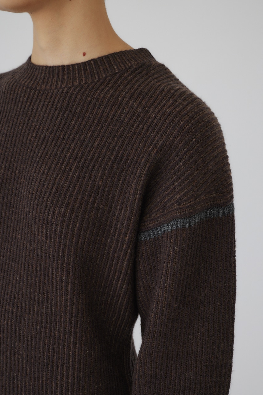 【LIMITED SALE】Curved mix color tunic BRN FREE