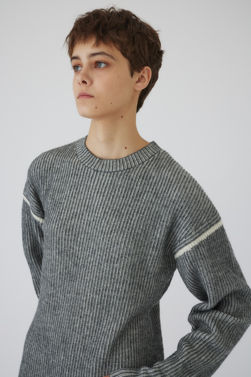 【LIMITED SALE】Curved mix color tunic L/GRY FREE