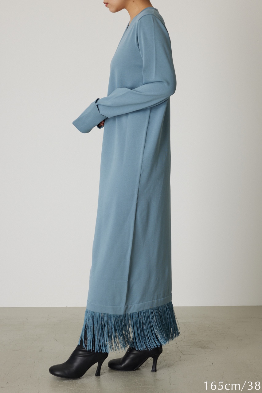 【LIMITED SALE】Fringe flare dress BLU 38