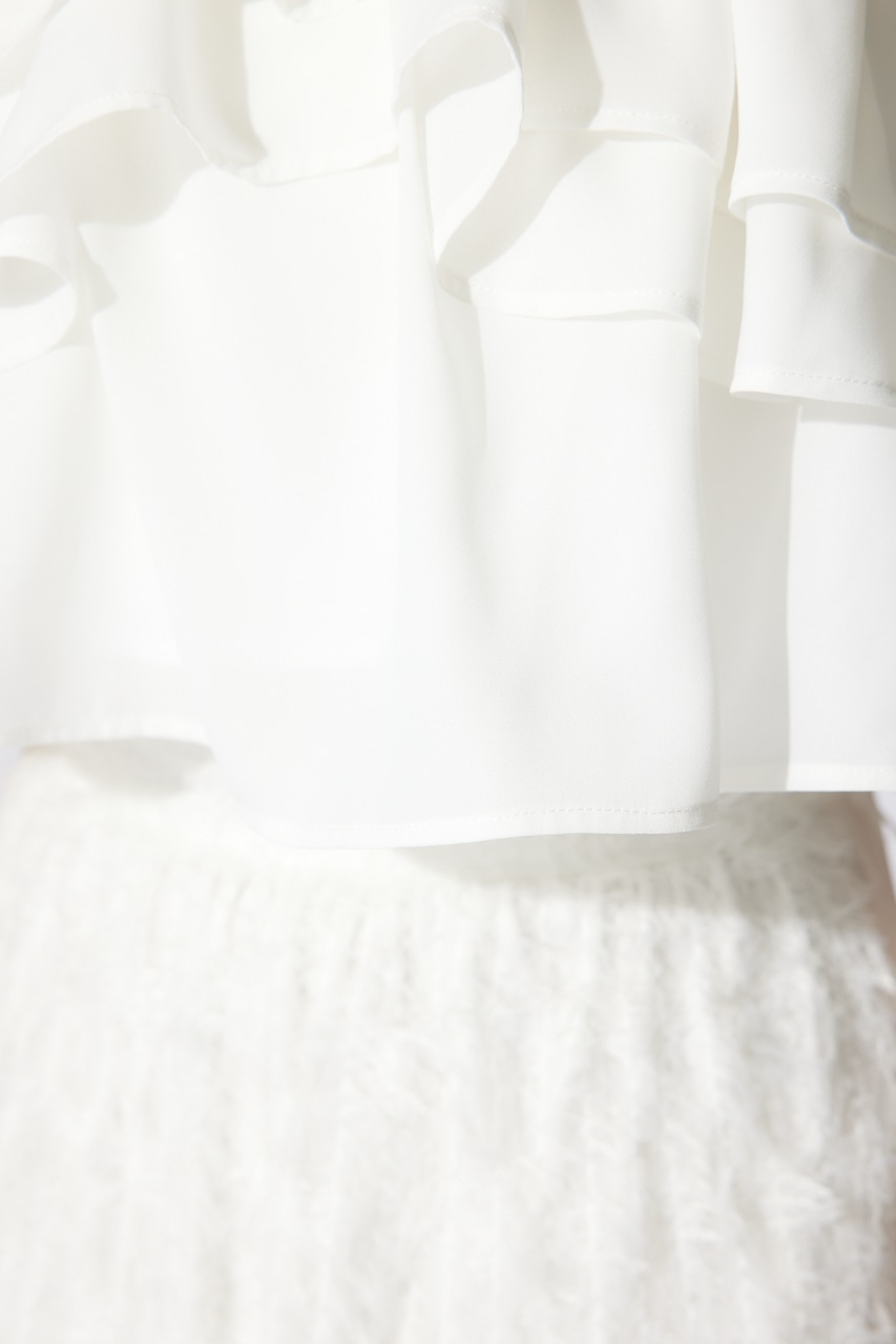 バルーンオフショルティアードブラウス WHT FREE