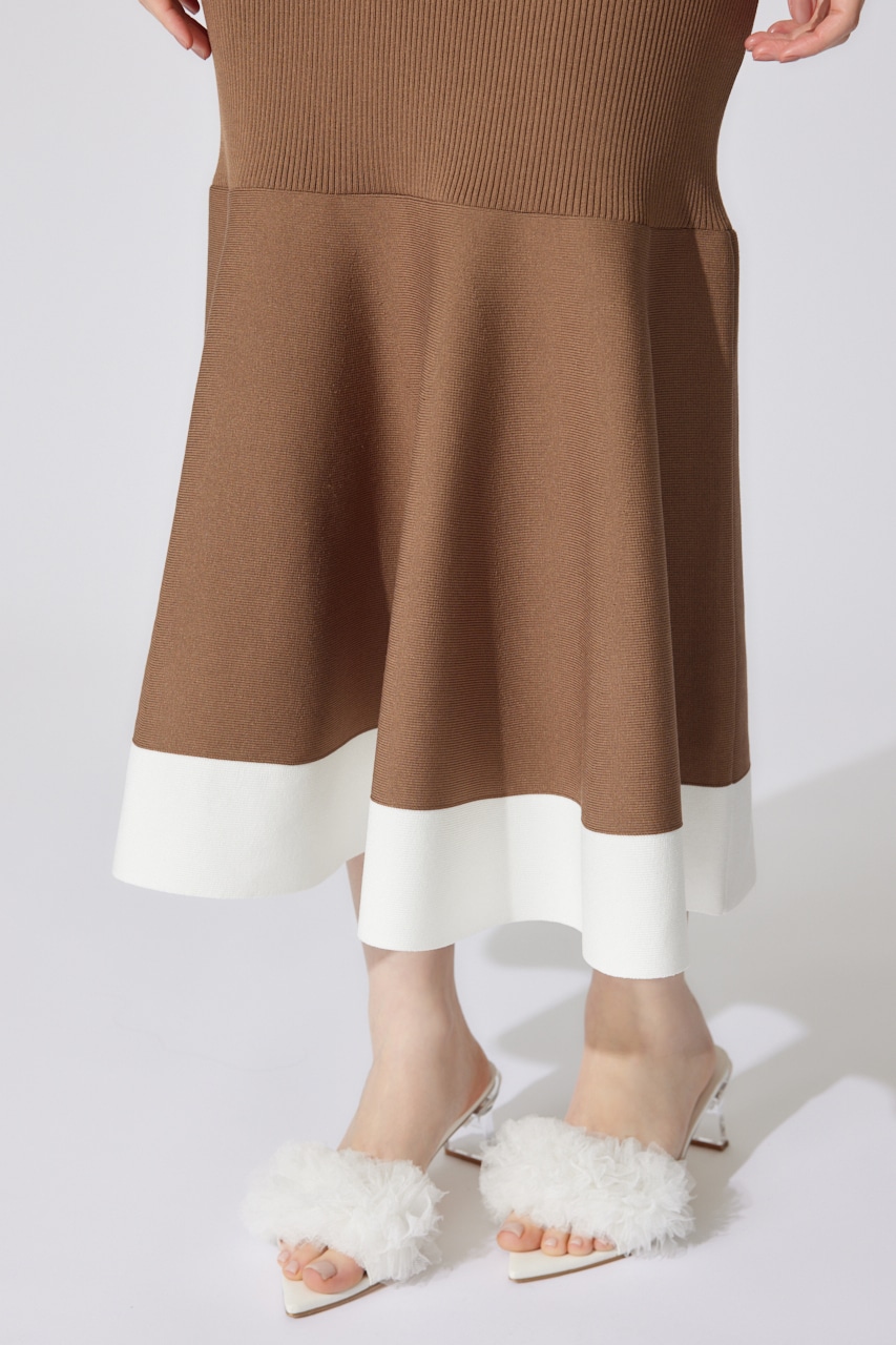 【一部店舗・WEB限定】フェイクパールショルダージャガードニットワンピース BRN FREE