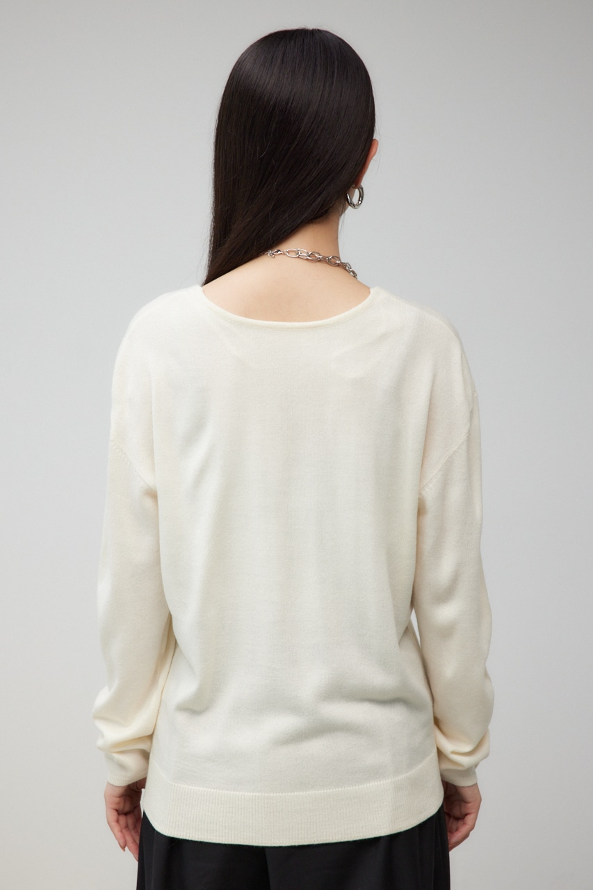 ヌーディー2WAYVネックニットトップス O/WHT S