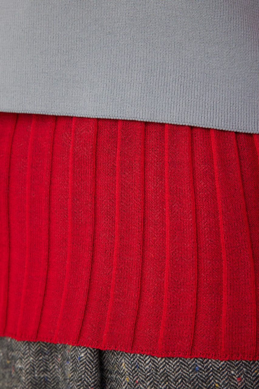 【PLUS】ホルターネックレイヤードセットニット RED FREE