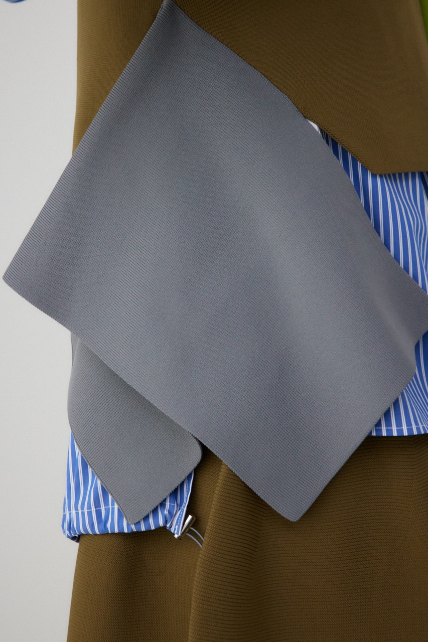 【PLUS】アシンメトリーヘムニットベスト 柄KHA FREE