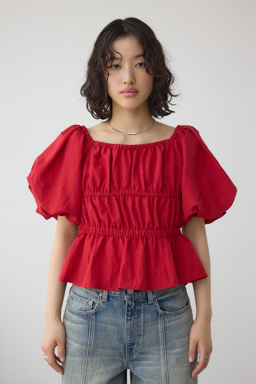 パフショルダー2WAYブラウス RED FREE