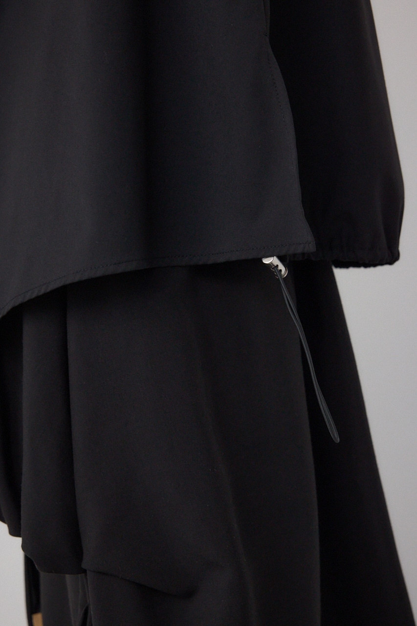 【PLUS】ランダムドレープブラウス BLK FREE