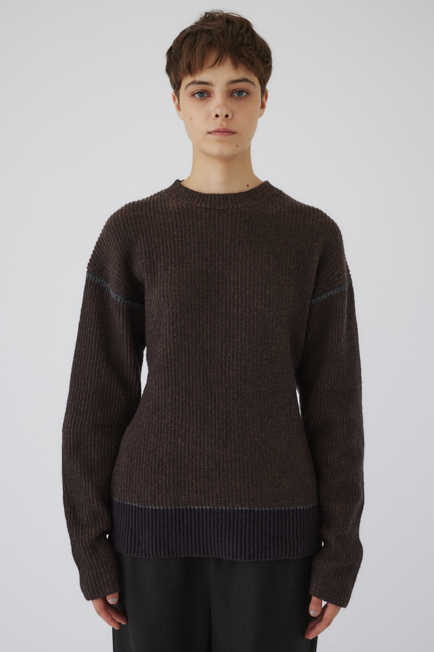 【LIMITED SALE】Curved mix color tunic BRN FREE