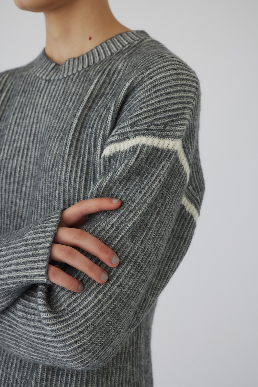 【LIMITED SALE】Curved mix color tunic L/GRY FREE