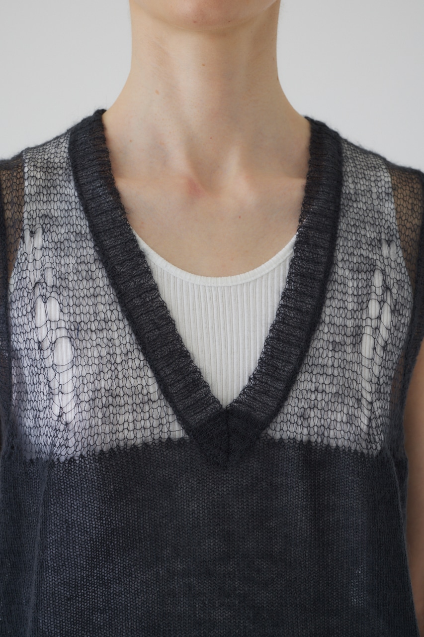 Mohair mix minimum knit vest D/GRY FREE