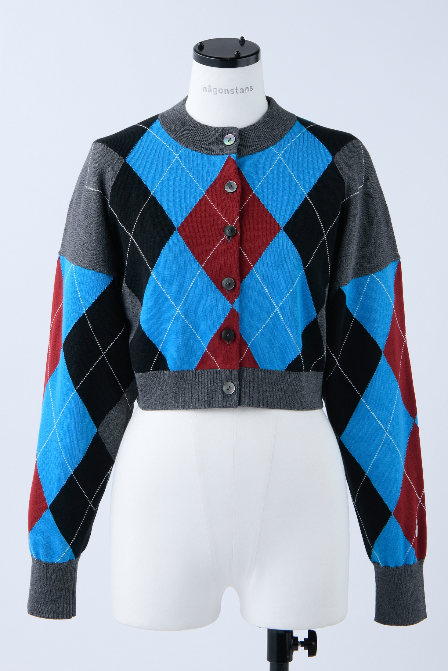 argyle spring cotton-knit college cardigan｜M｜C.GRY｜knit wear  