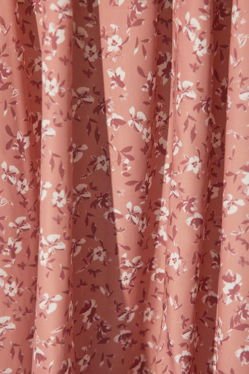 バストギャザーデザインフレアワンピース 柄RED S