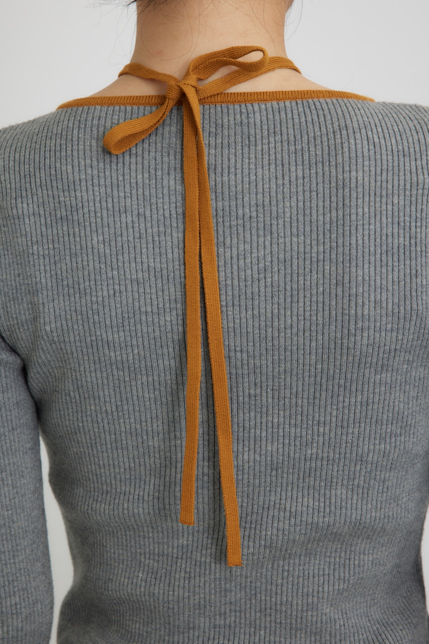 【PLUS】ベストレイヤードホルターネックニット T.GRY FREE