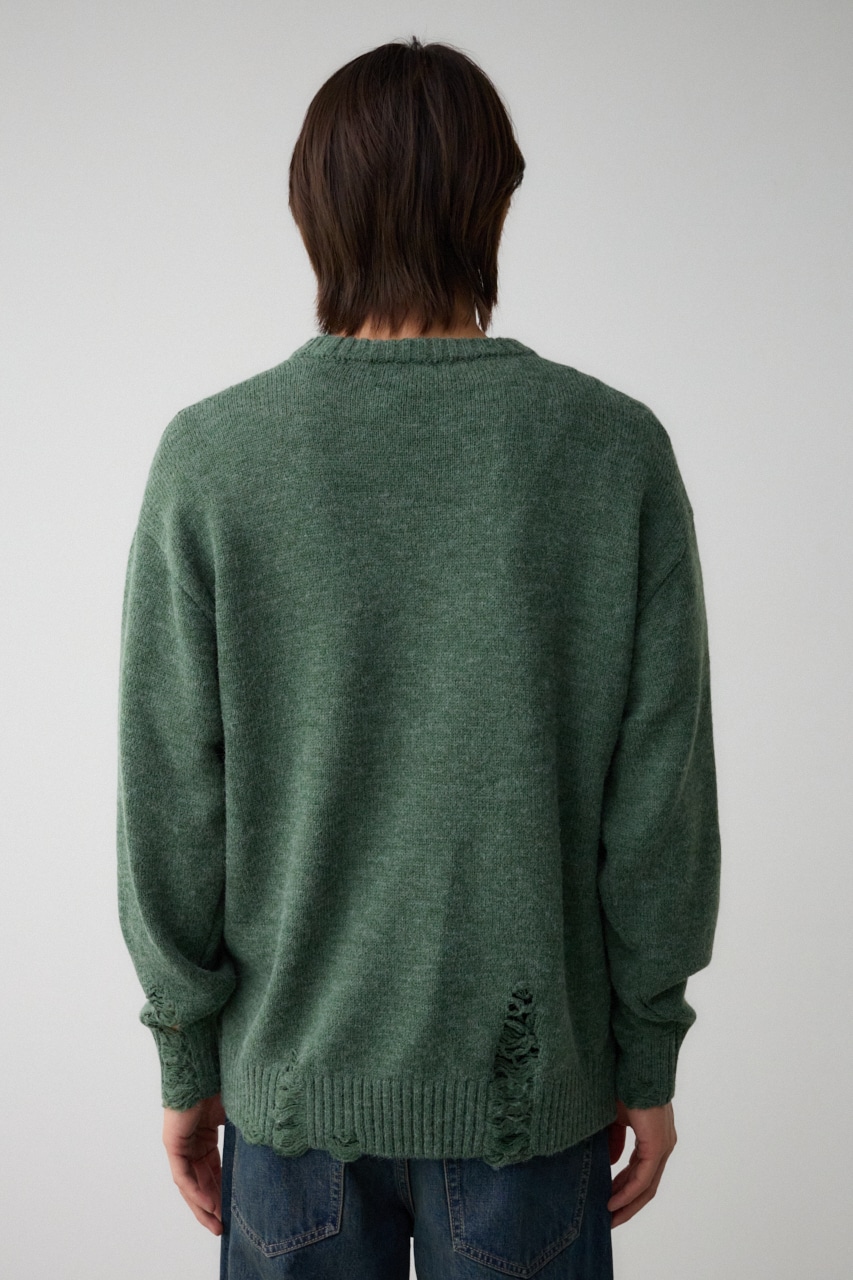 リバーシブルダメージニット GRN FREE