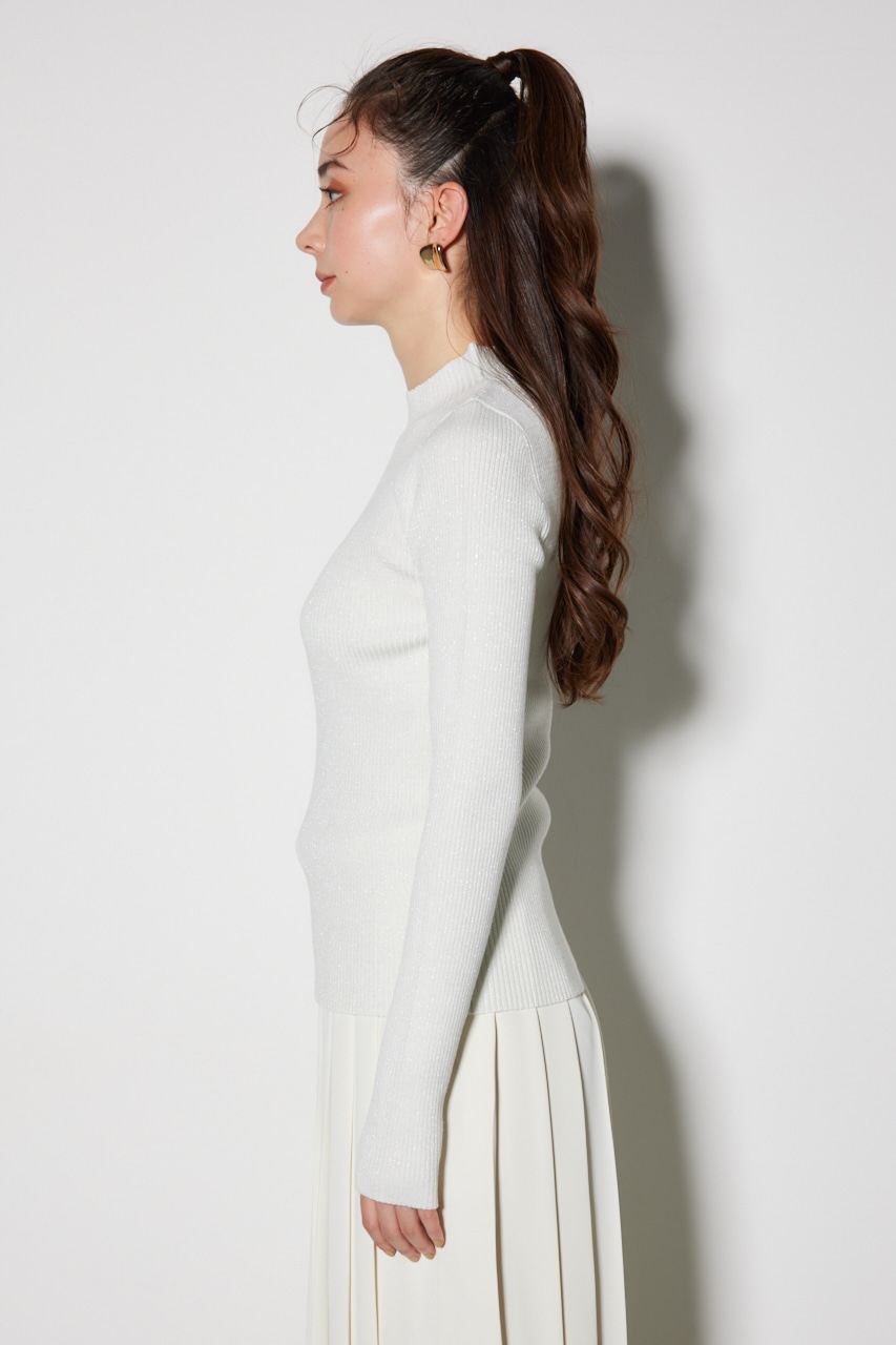 【WEB限定】サームホール付きウォッシャブルハイネックニットトップス WHT S