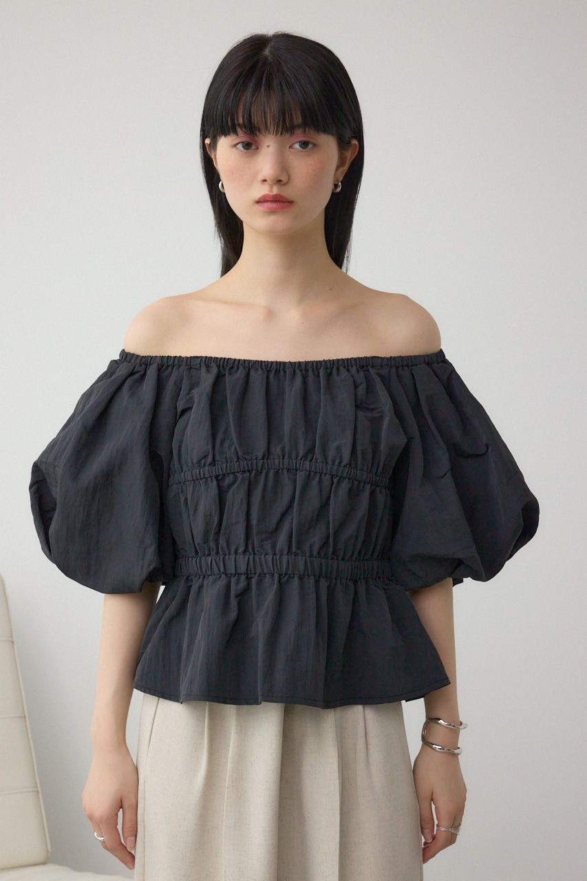 パフショルダー2WAYブラウス BLK FREE