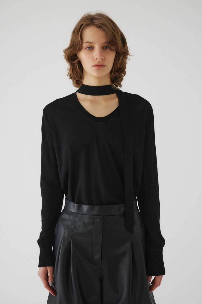 【LIMITED SALE】Classic tie knit BLK FREE