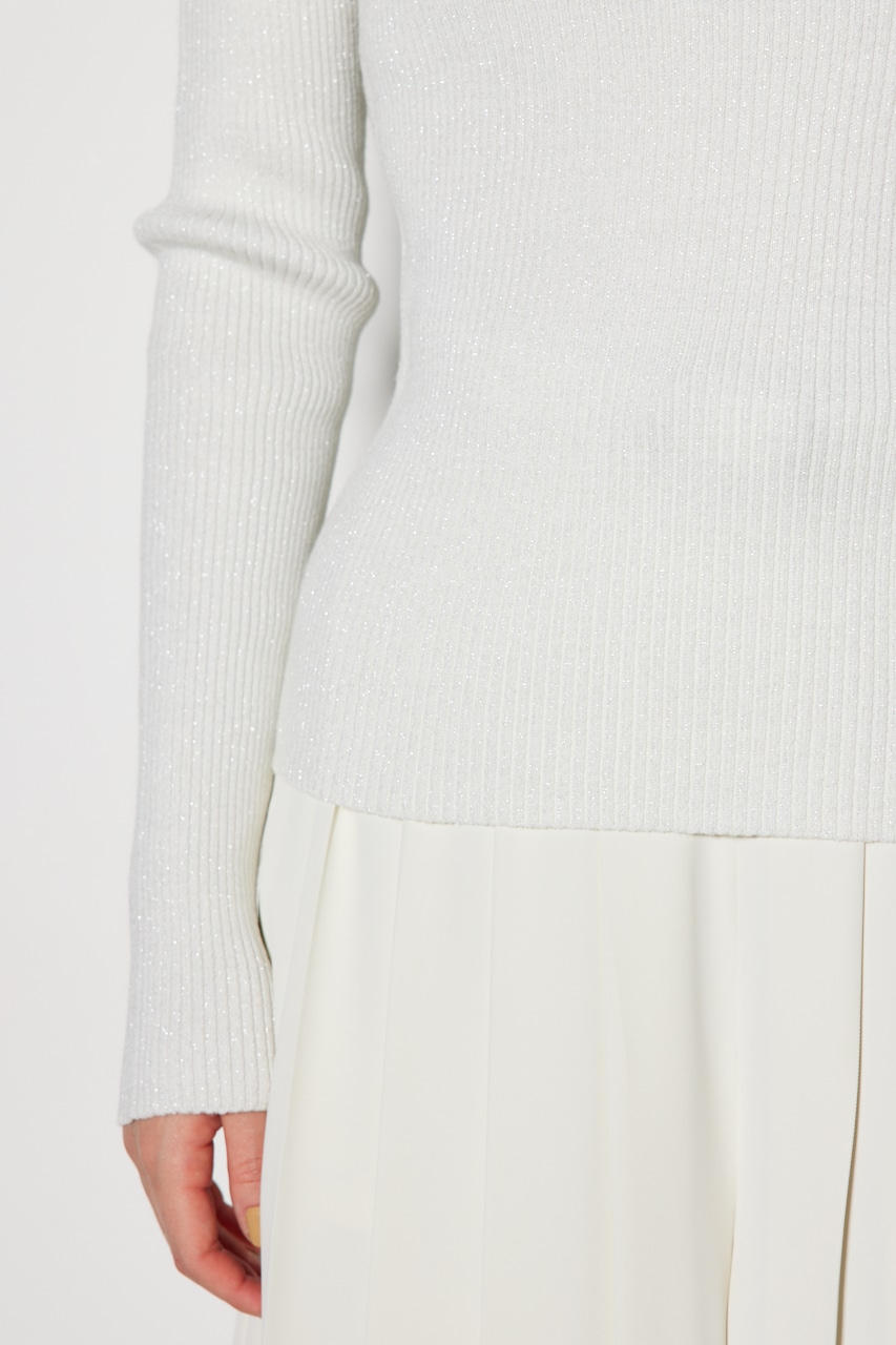 【WEB限定】サームホール付きウォッシャブルハイネックニットトップス WHT S