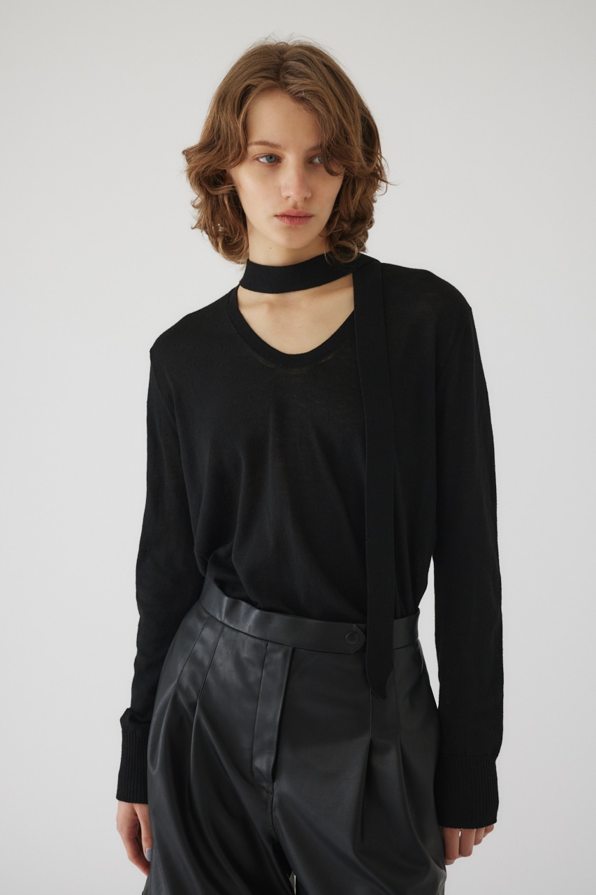 【LIMITED SALE】Classic tie knit BLK FREE