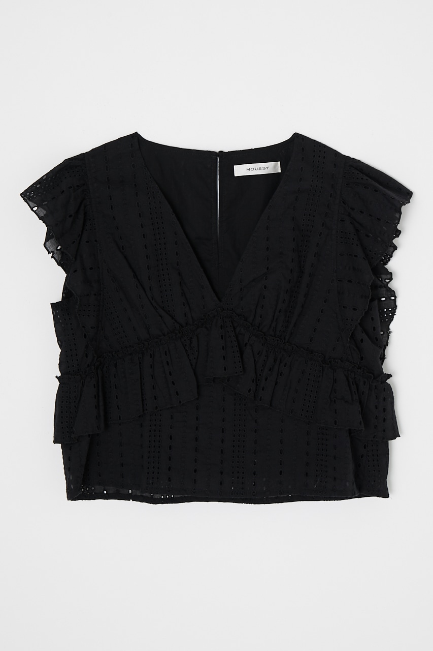 moussy 美品 レース tops LACE FRILL TOP