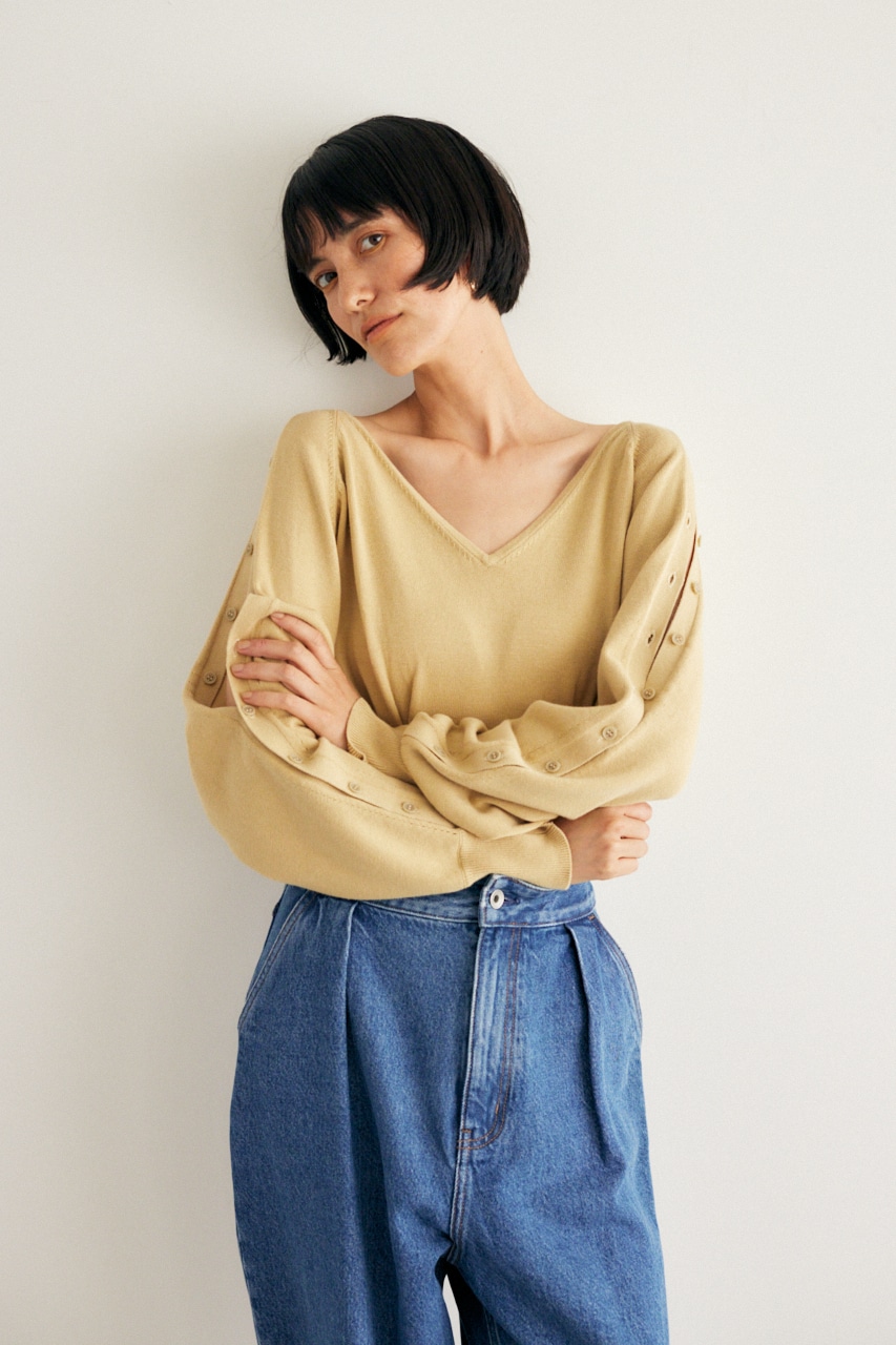 M_ | ARM BUTTON KNIT ボディースーツ (ニット ) |SHEL