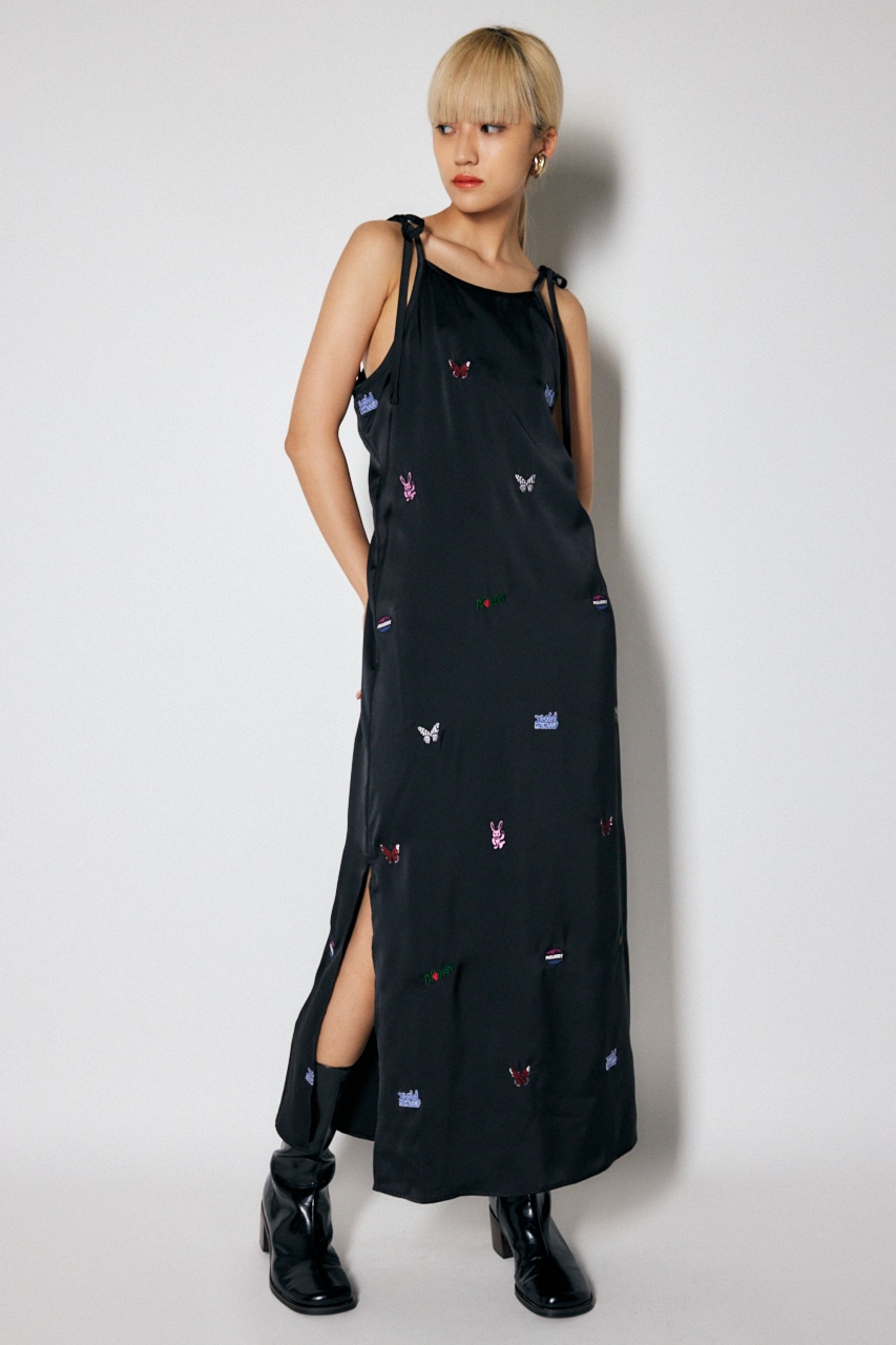X-girl MOUSSY EMBROIDERY SLIP DRESS