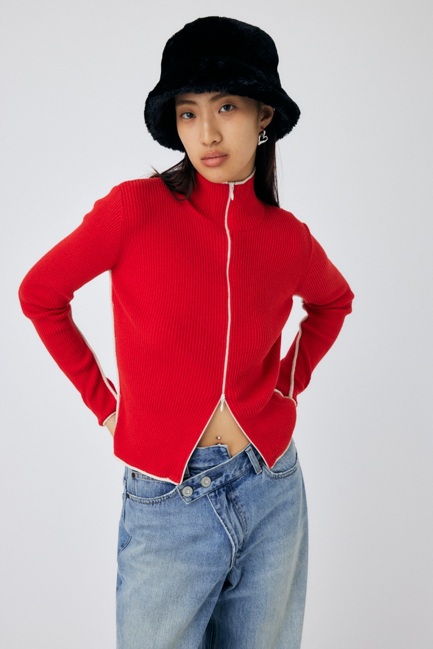 MOUSSY | BI COLOR ZIP UP RIB ニット (ニット ) |SHEL'TTER WEBSTORE