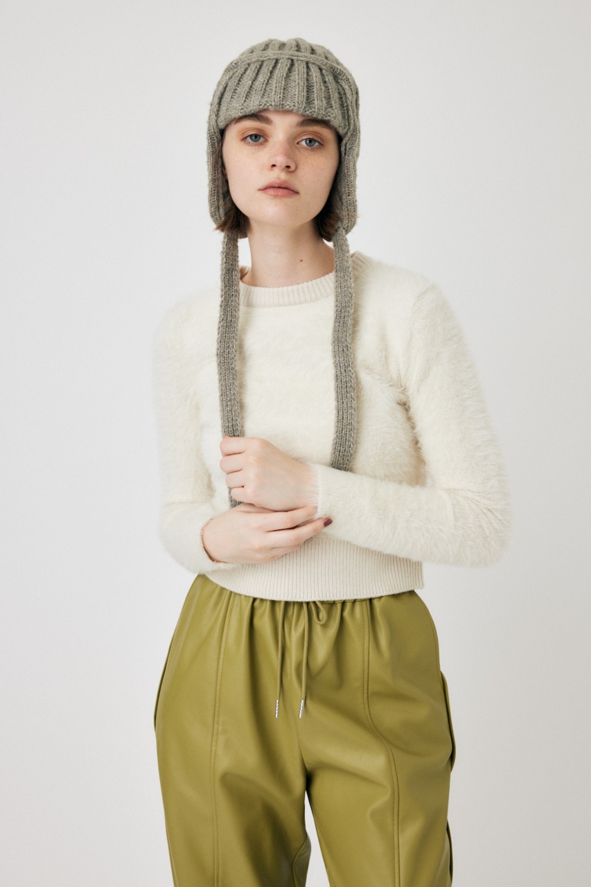 CROPPED SHAGGY KNIT トップス