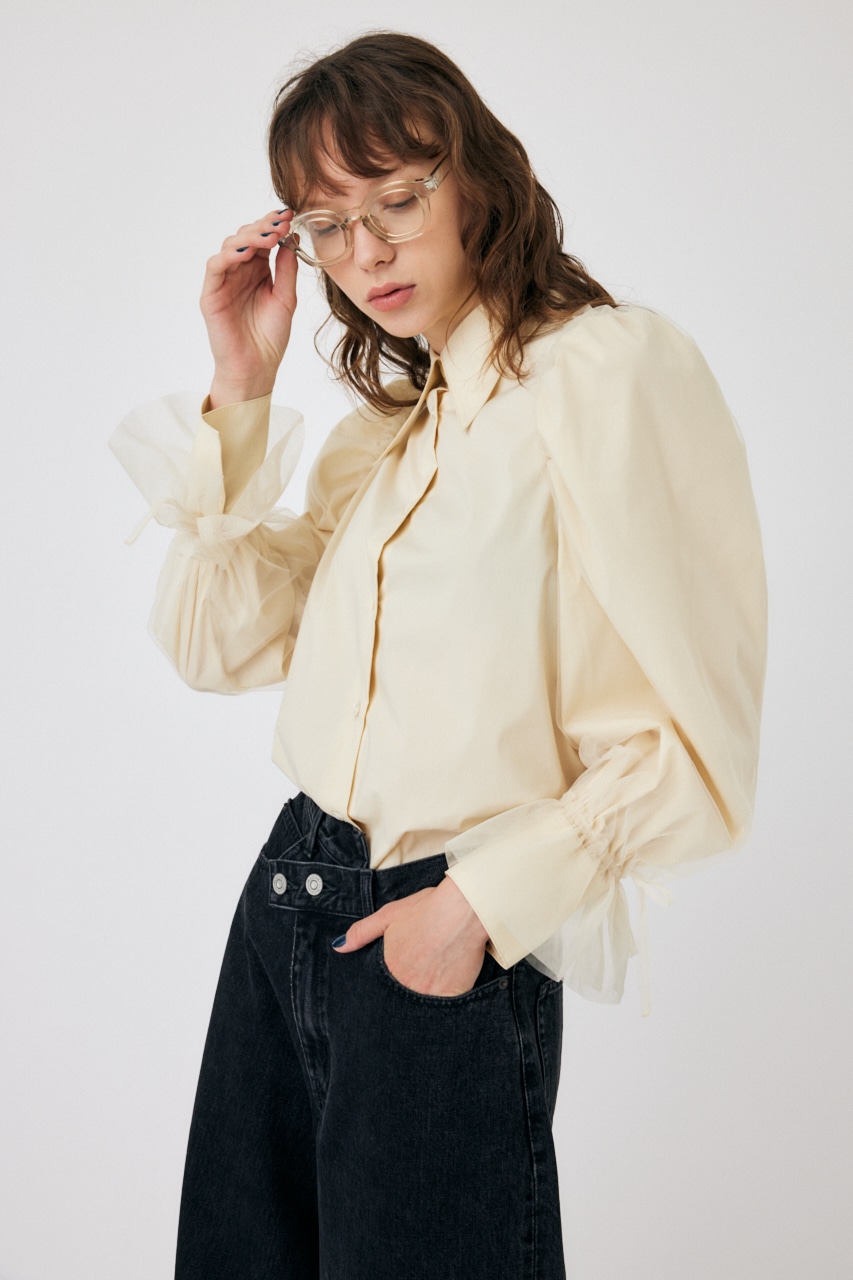 MOUSSY | TULLE SLEEVE シャツブラウス (シャツ・ブラウス ) |SHEL 