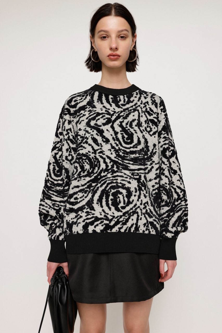 SWIRL PATTERN KNIT トップス｜FREE｜M/GRN 