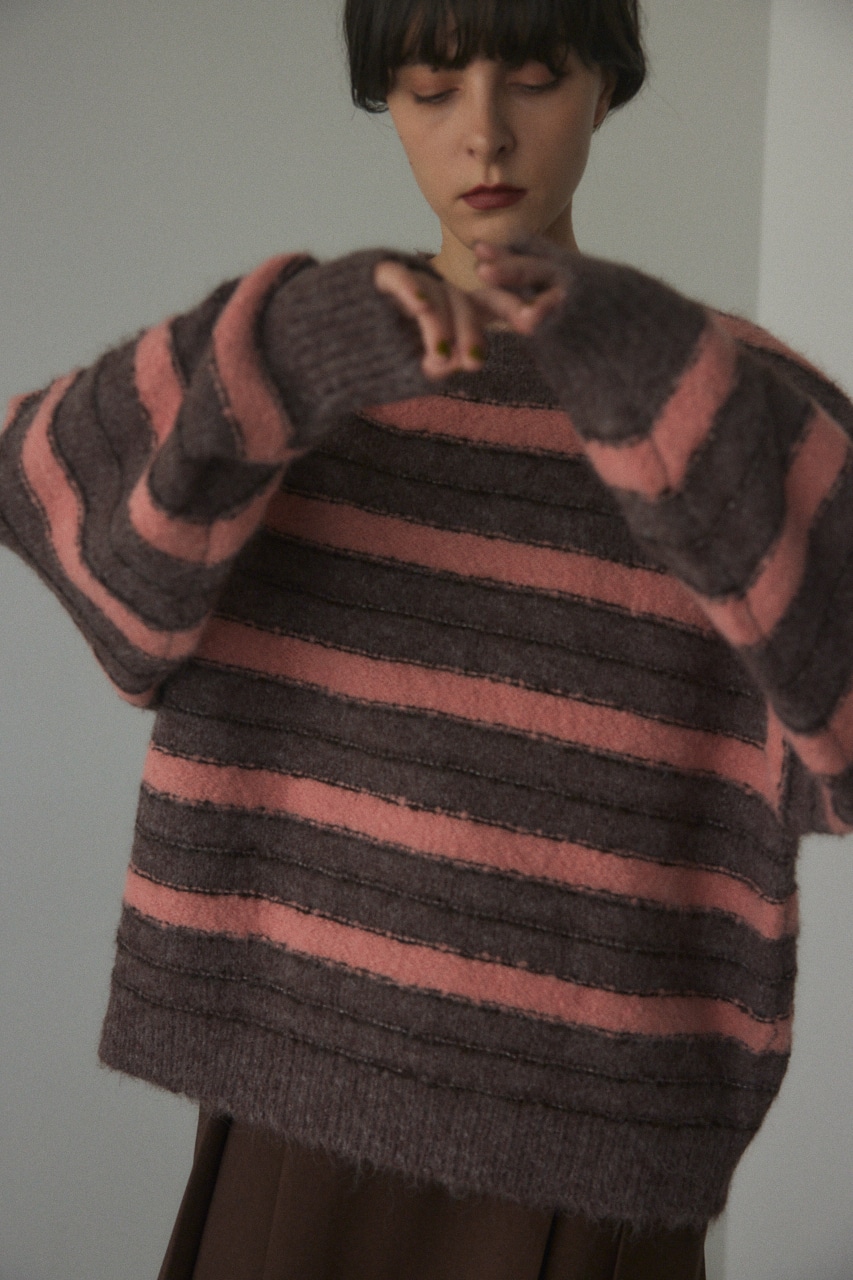 BLACK BY MOUSSY | border knit tops (ニット ) |SHEL