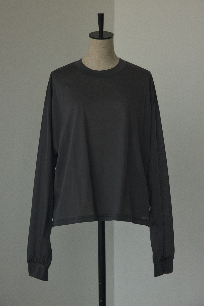 sheer long t-shirt L/BLK FREE