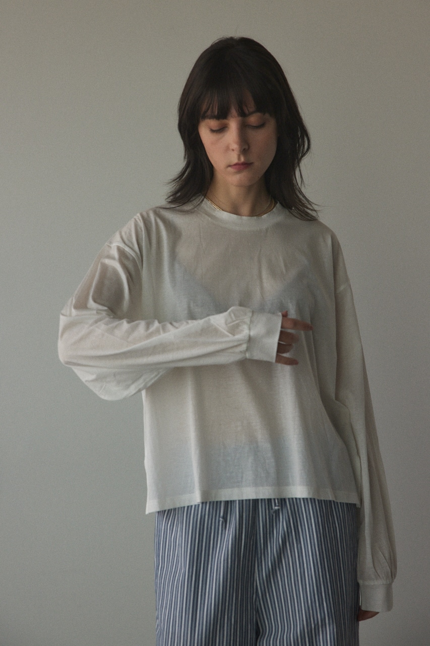 sheer long t-shirt WHT FREE