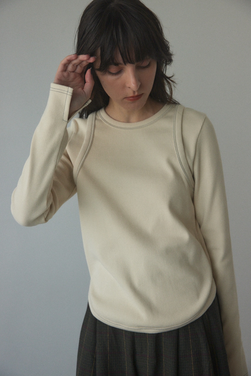 layered design cut tops O/WHT FREE