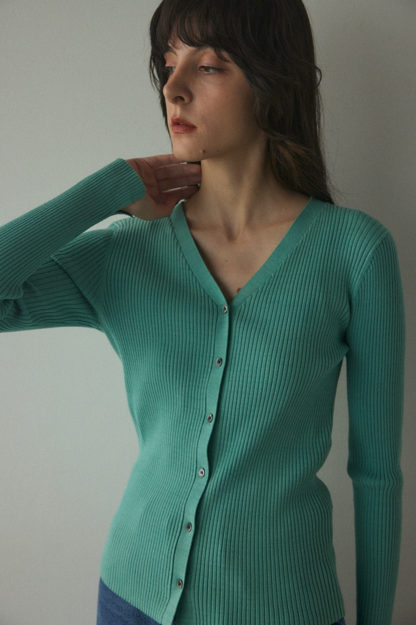 washable rib cardigan L/GRN FREE