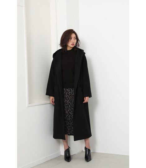 rienda | フードガウンWOOL MIXミディCT (コート ) |SHEL 