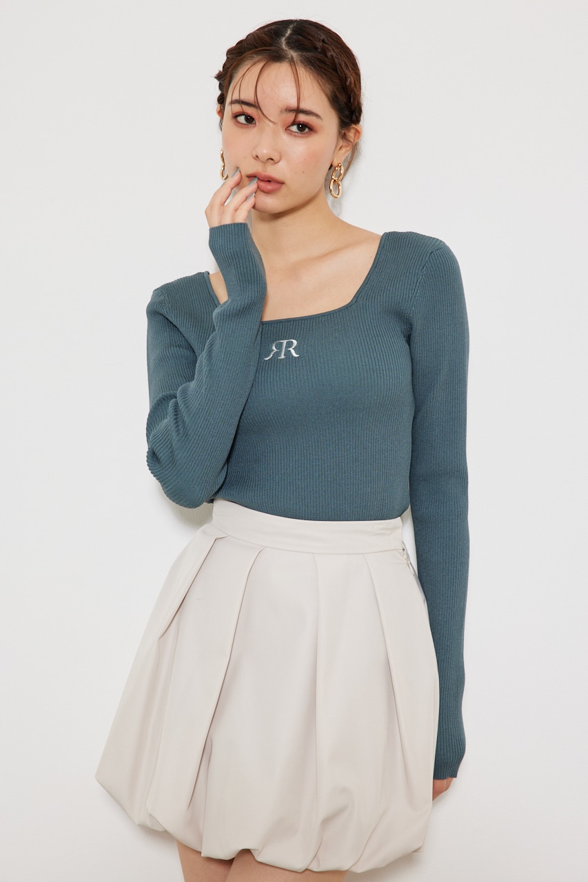 rienda ポイントロゴKnit TOP