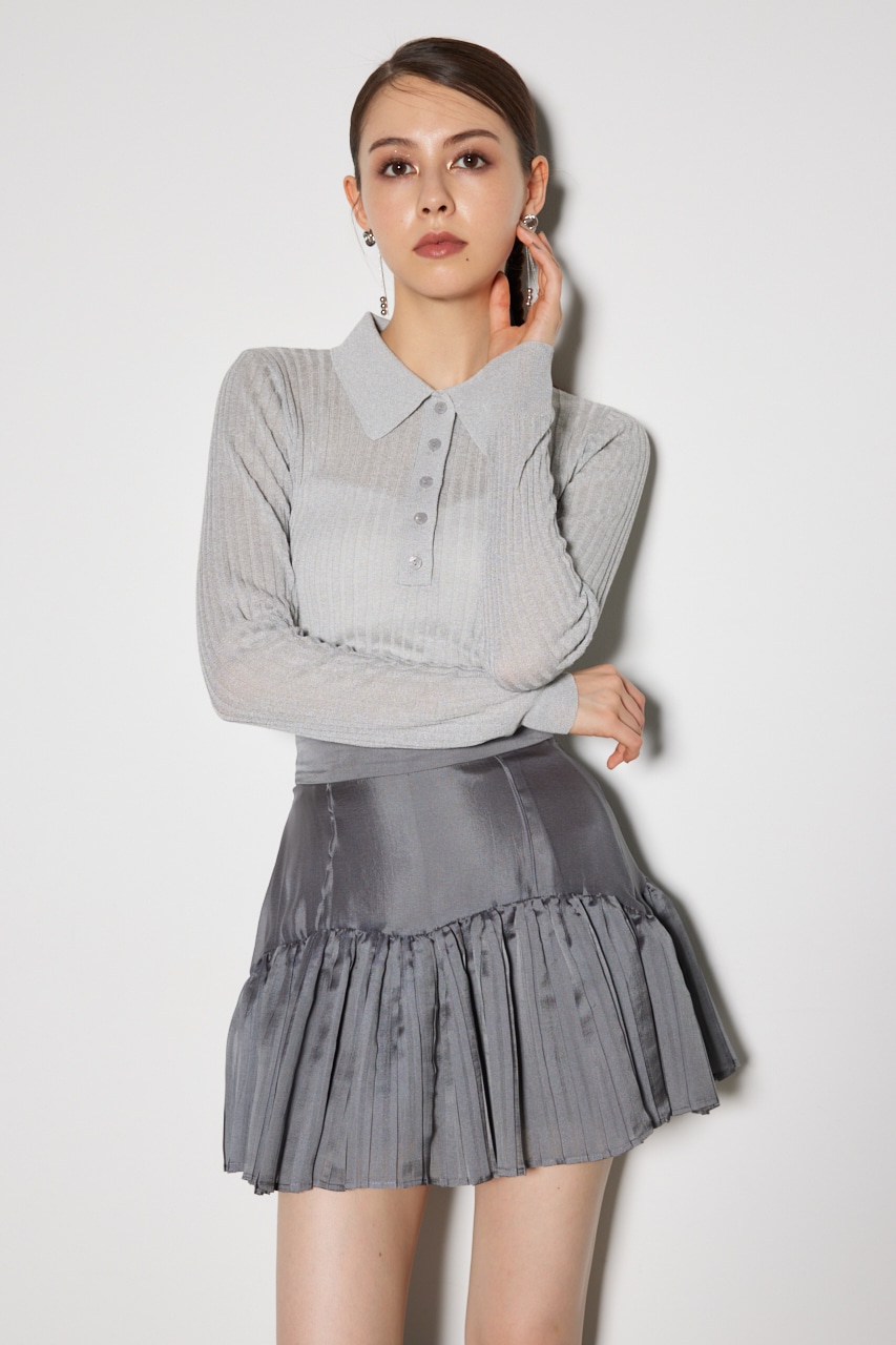 シアーポロニットトップス L/GRY FREE