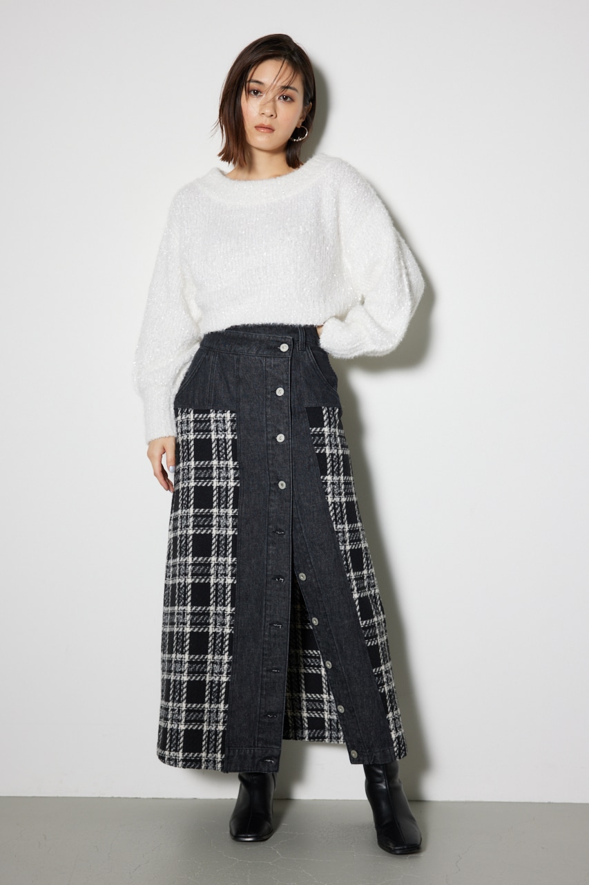 マルチパターンジャストウエストAラインスカート BLK S