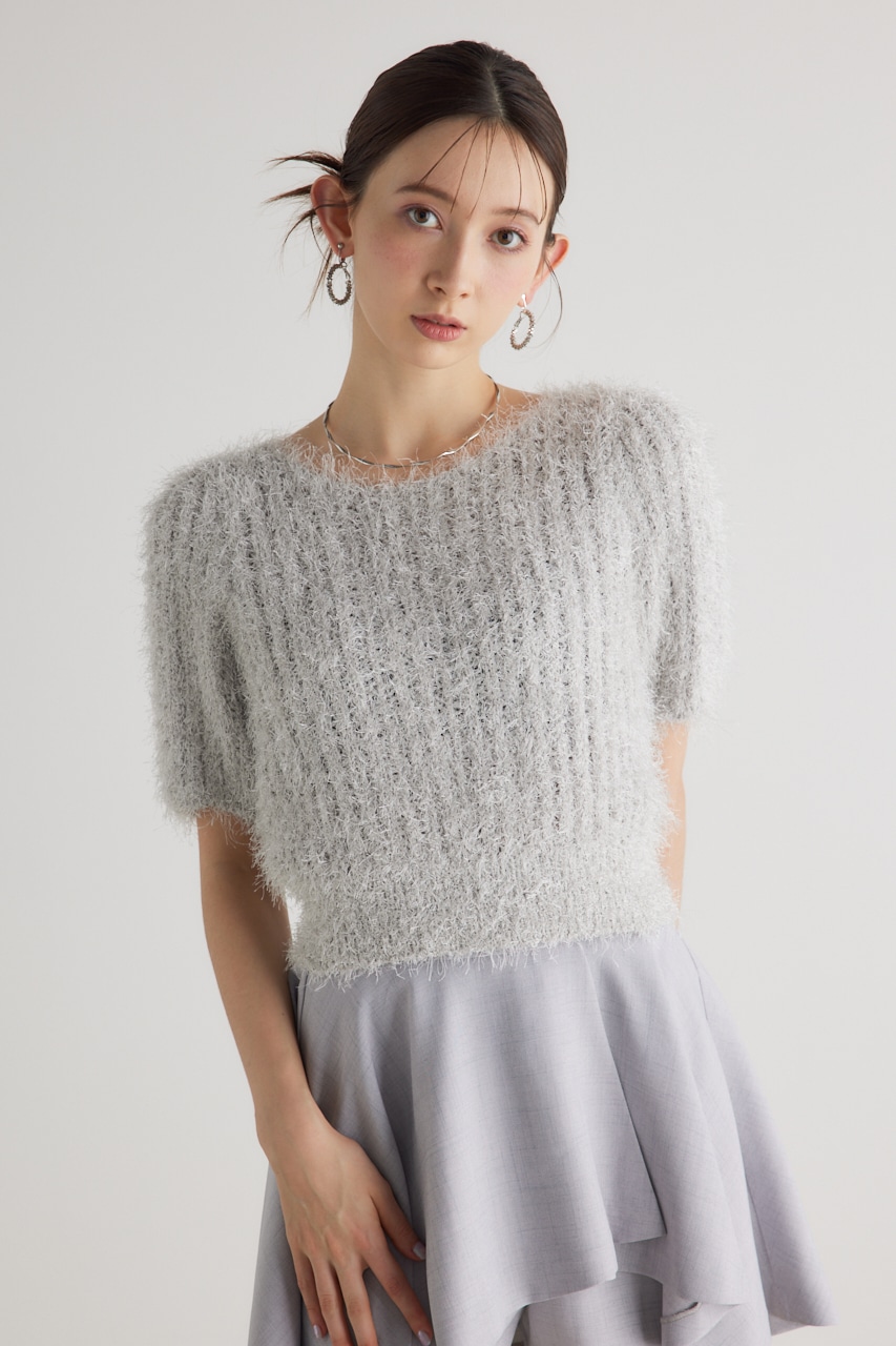 riendaのコンパクトシアーシャギーknitTOP