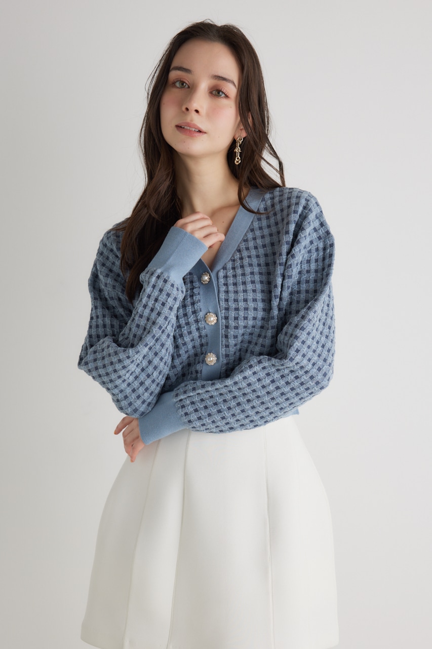 バンピーチェックKnitCD TOP BLU FREE